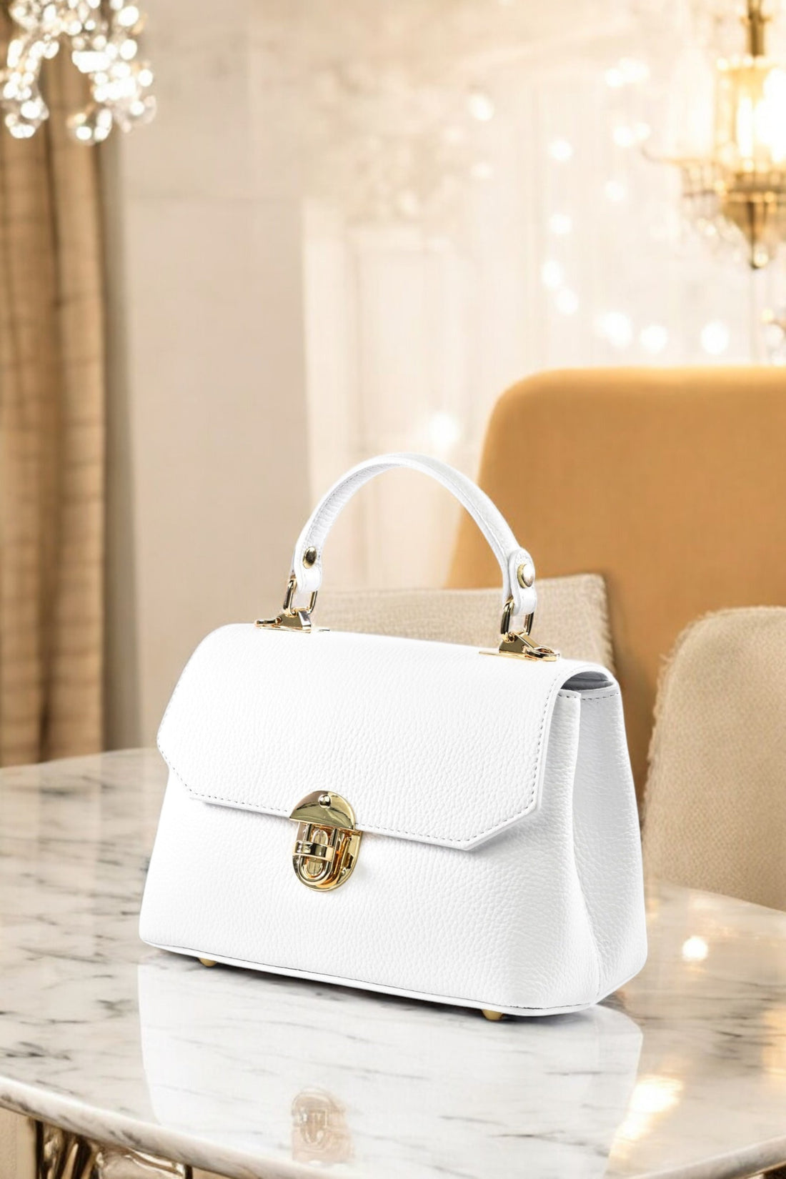 Egle Bag in White Dollar Leather