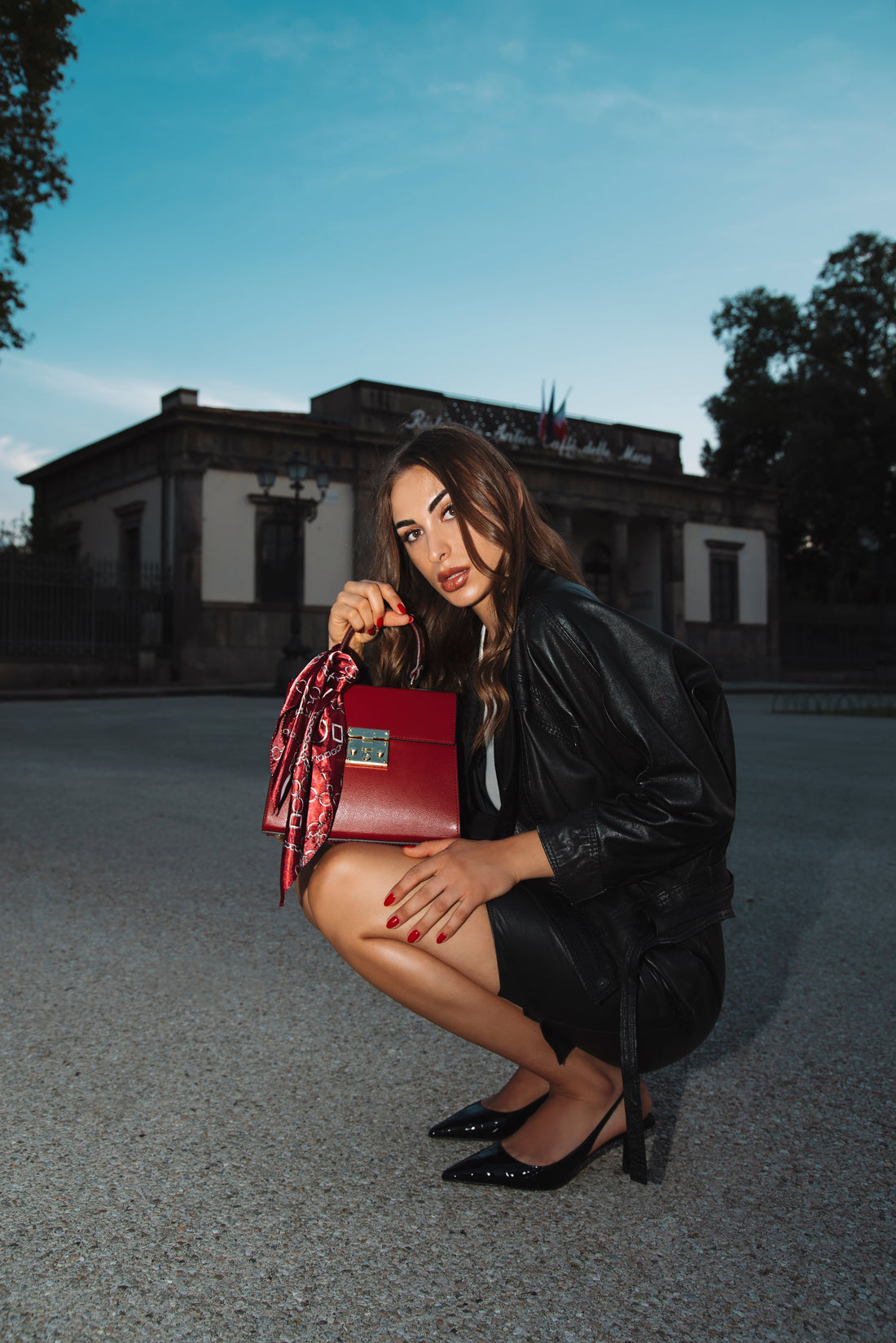 Marigold Bag in Red Saffiano Leather
