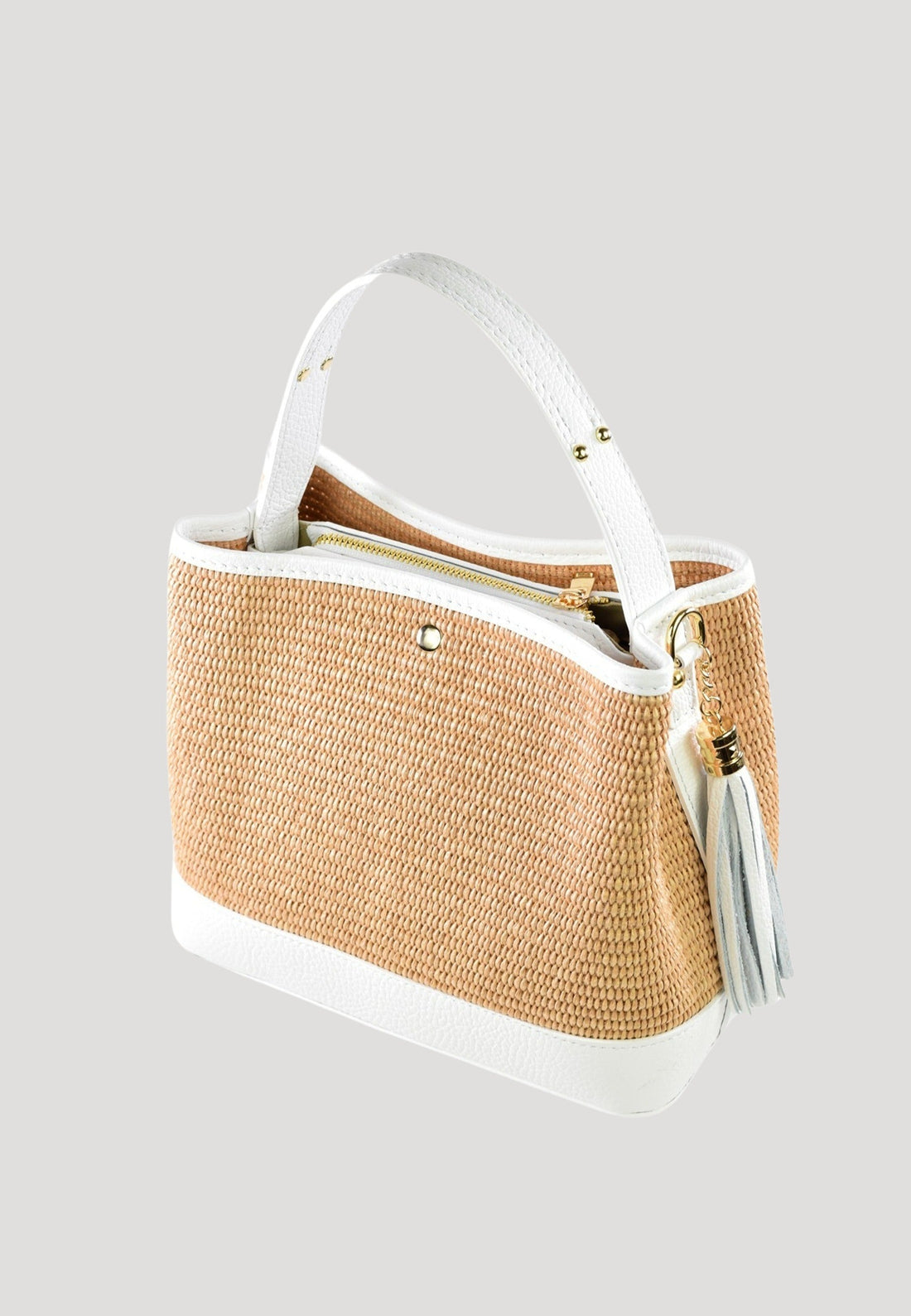 Kendy Bag in Dollar Leather and Raffia White