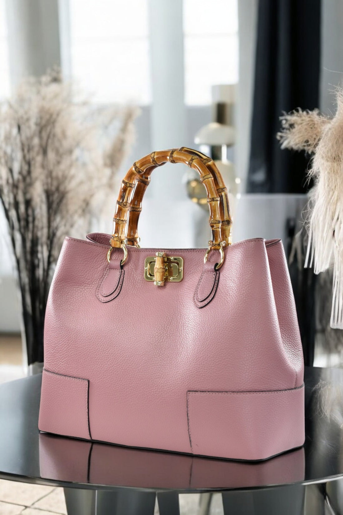 Bamboo Babe Bag in Antique Pink Dollar Leather