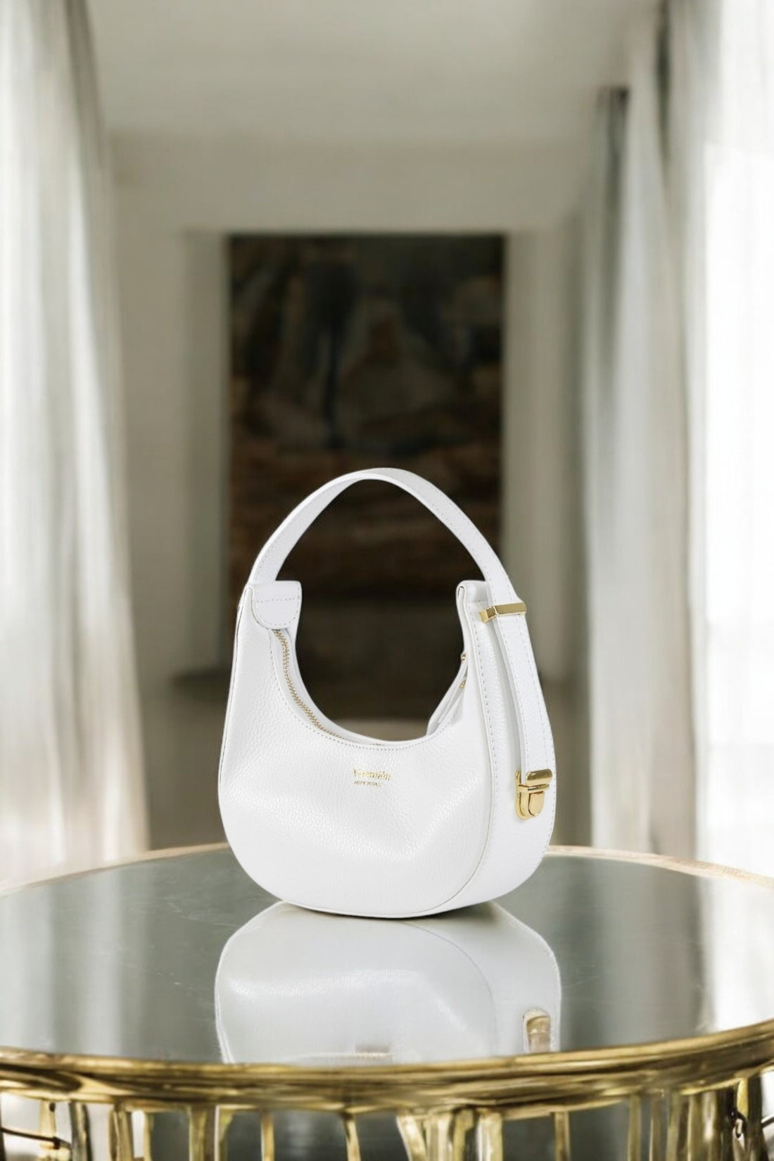 Blaire Bag in White Dollar Leather