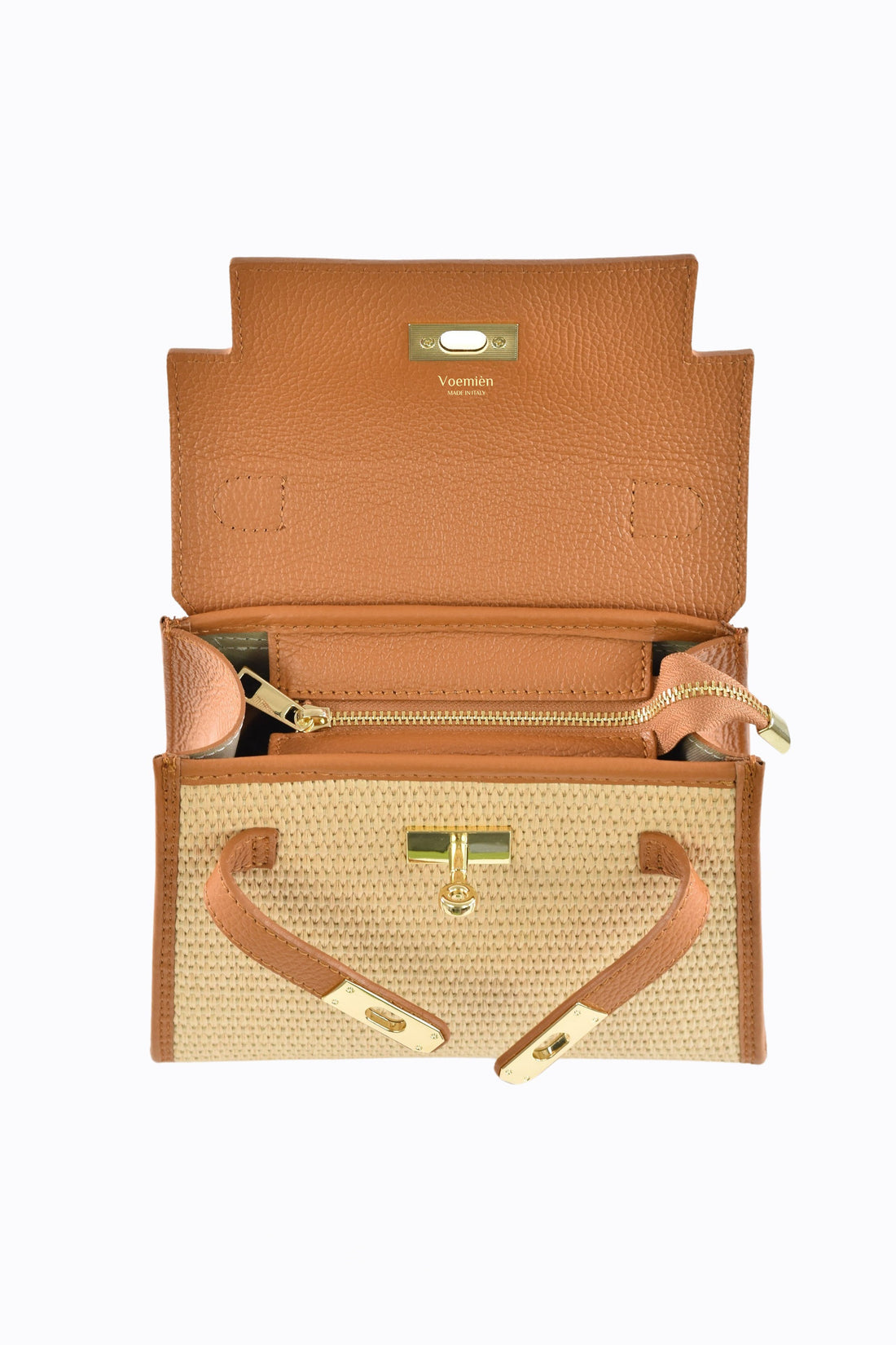 Freydis Bag in Dollar Leather and Raffia Tan
