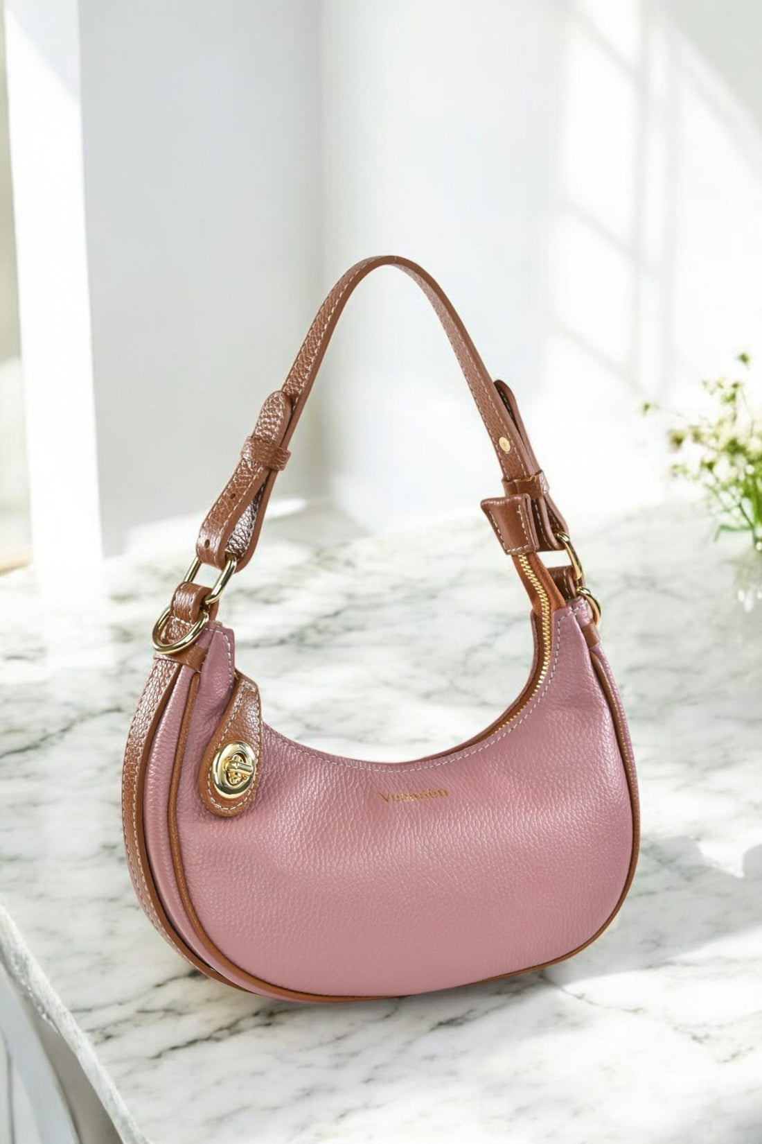 Maeve Bag in Antique Pink Dollar Leather