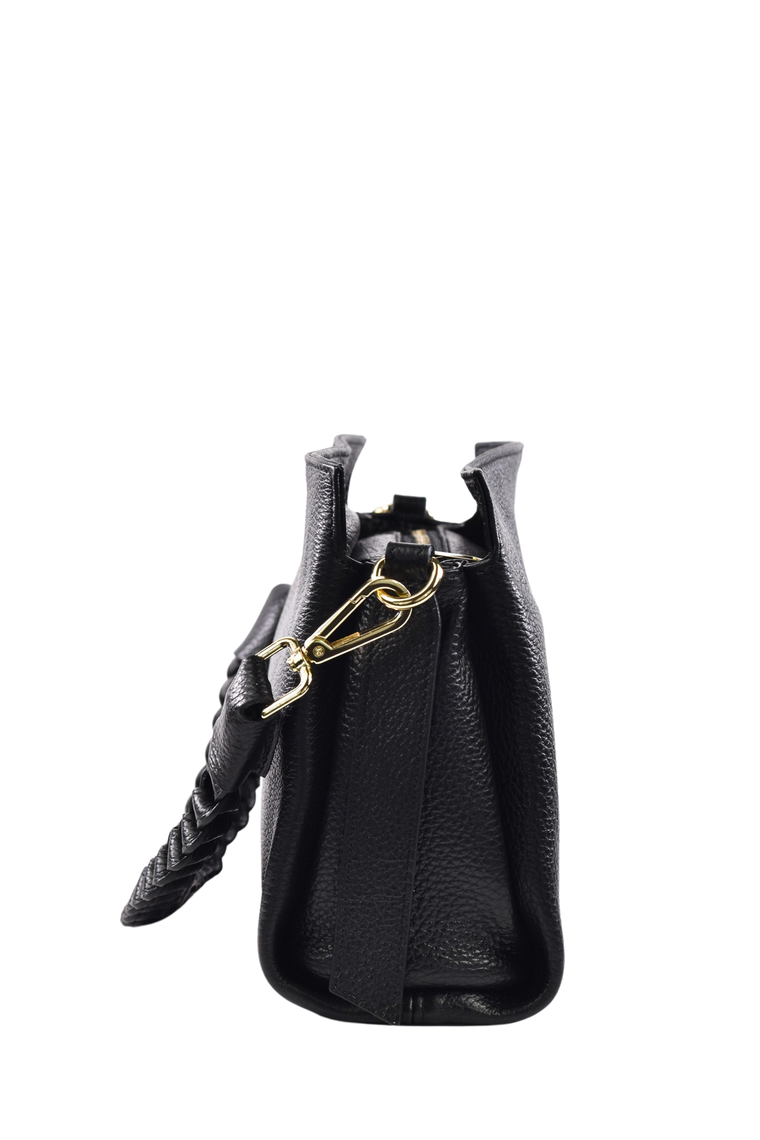 Borsa Braid Micro in pelle Dollaro Nera - Voemièn