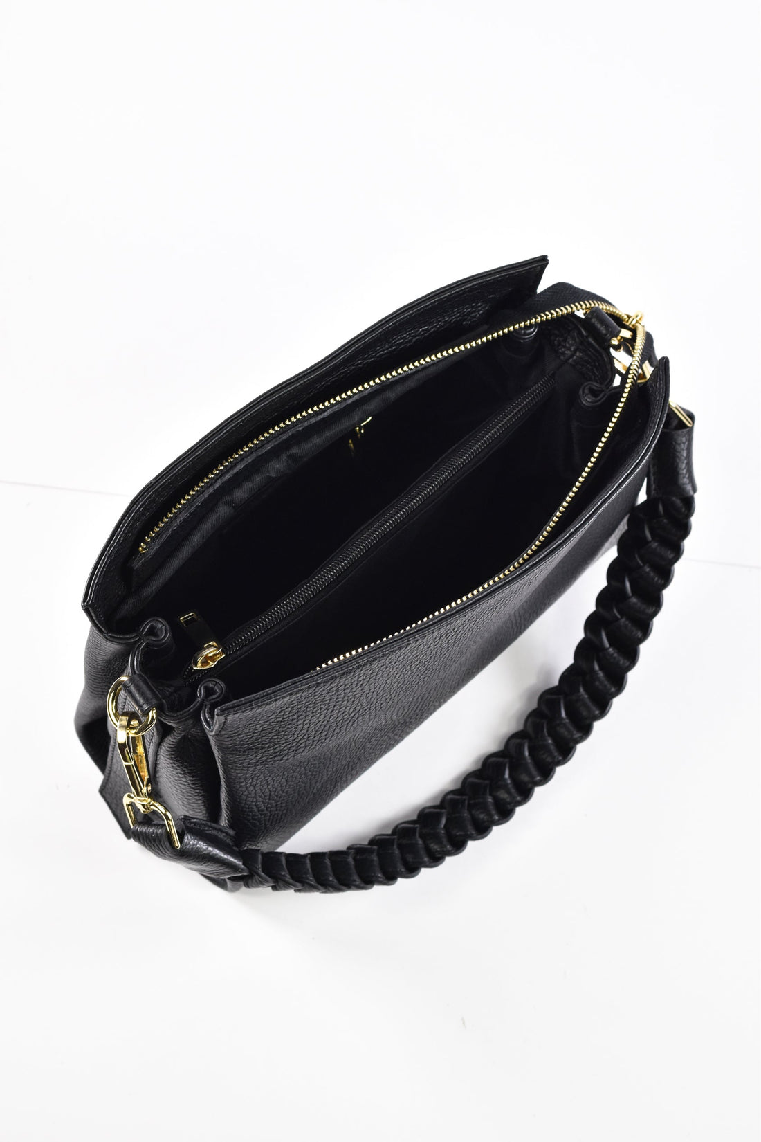 Borsa Braid Micro in pelle Dollaro Nera - Voemièn