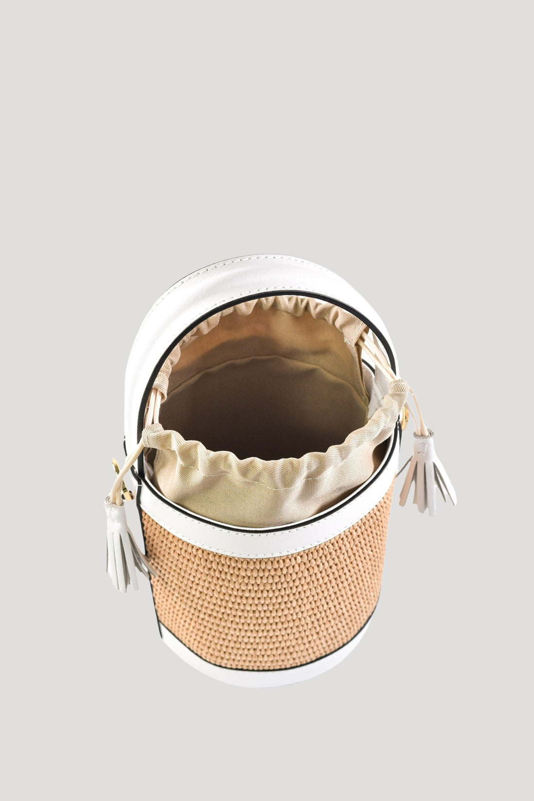 Petit Bag in Brushed Leather and Raffia White