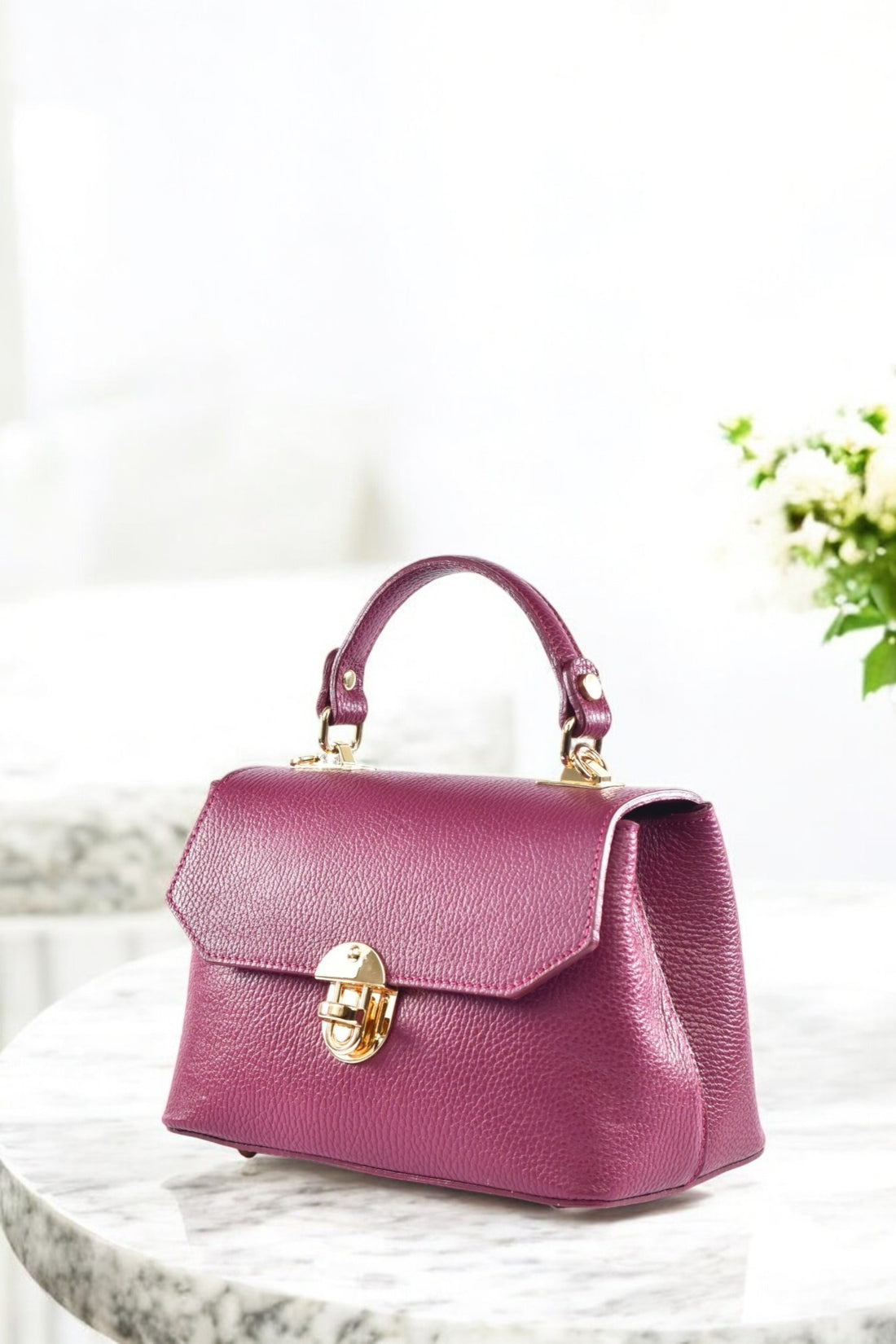 Egle Bag in Plum Dollar Leather