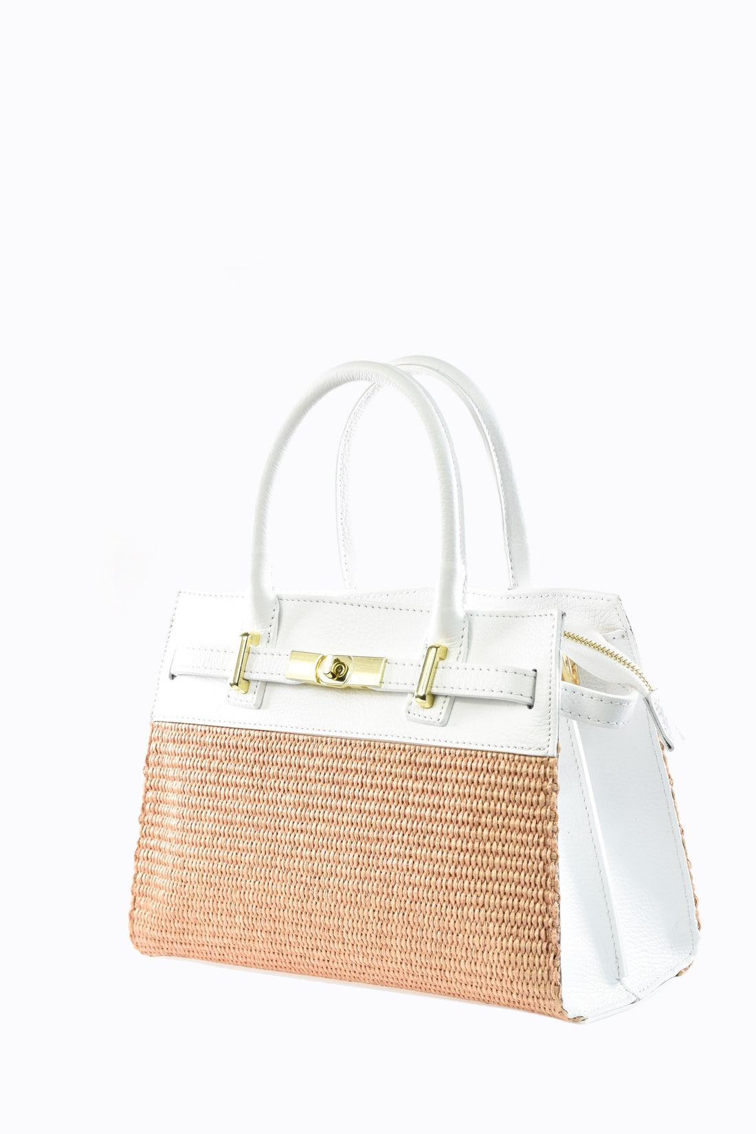 Grace Bag in Togo Leather and Raffia White