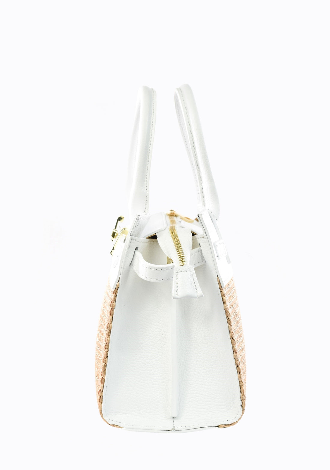 Grace Bag in Togo Leather and Raffia White
