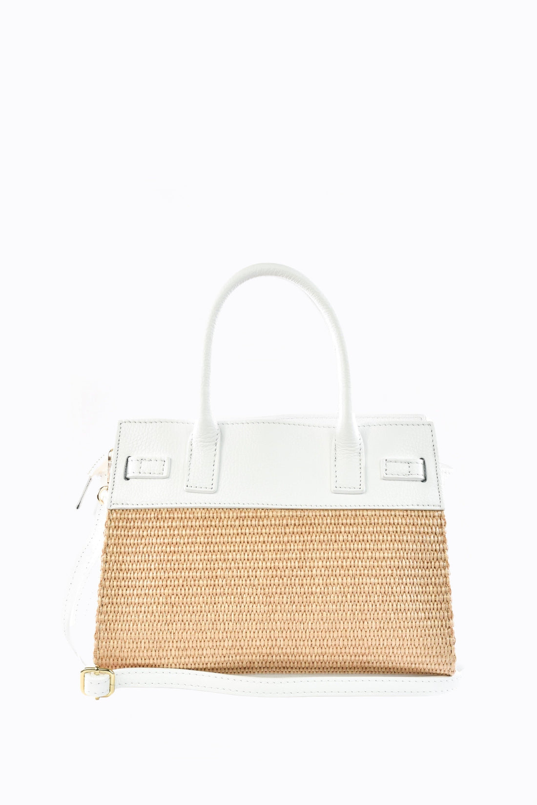 Grace Bag in Togo Leather and Raffia White