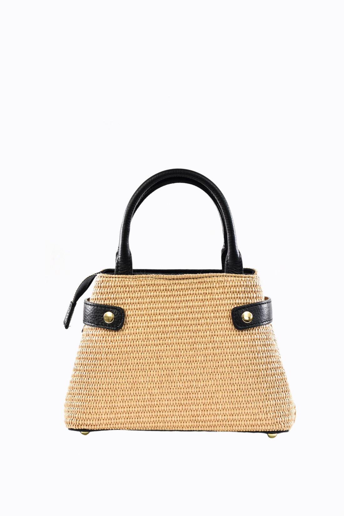 Elysia Bag in Leather and Raffia Black