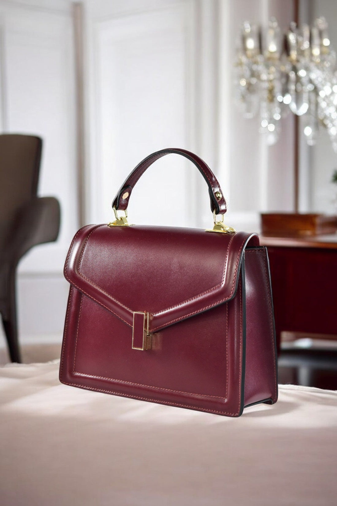 Adelaide Bag in Burgundy Saffiano Leather