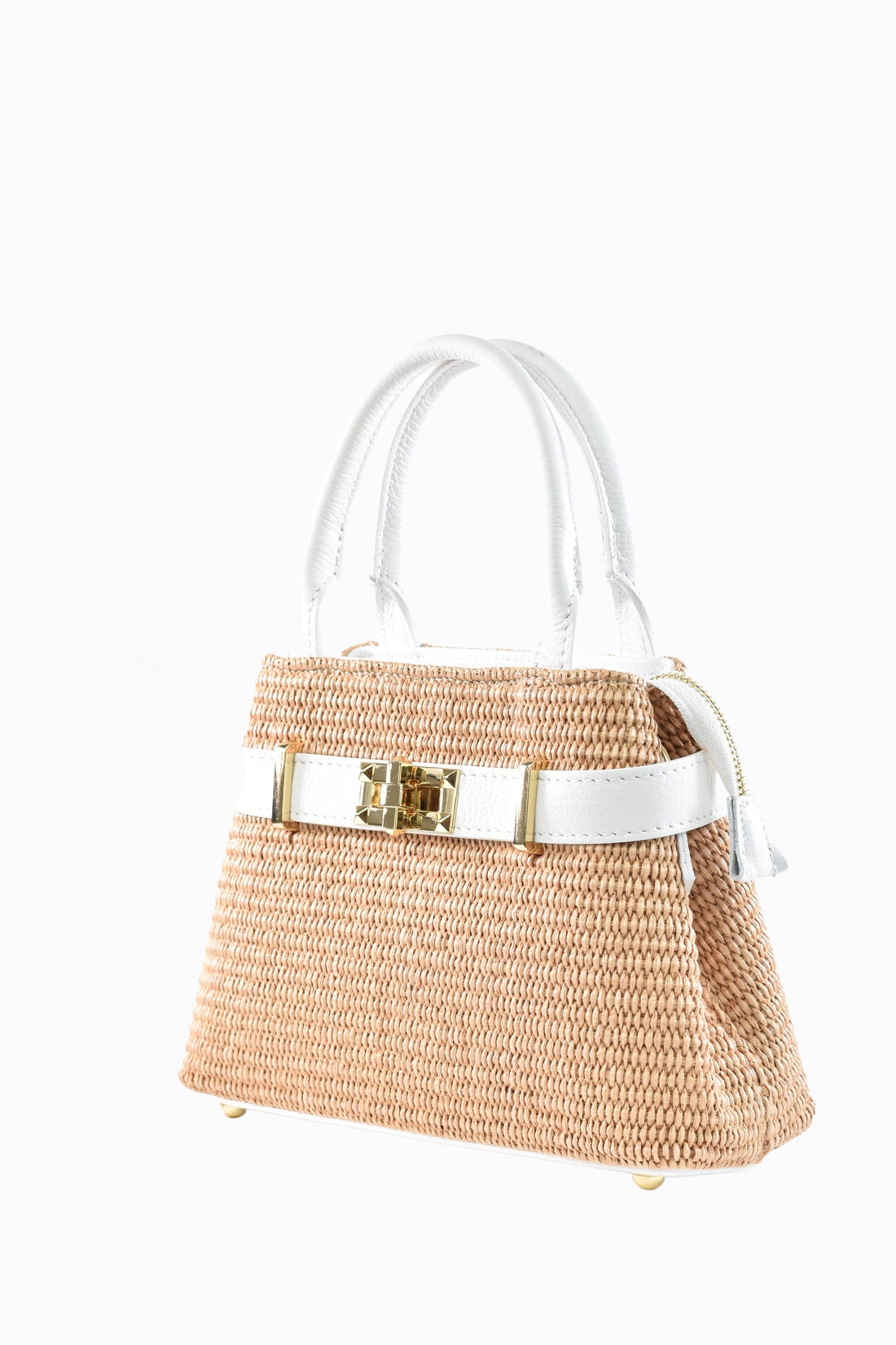 Elysia Bag in Leather and Raffia White