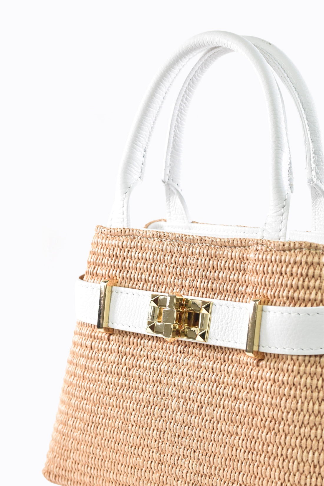 Elysia Bag in Leather and Raffia White