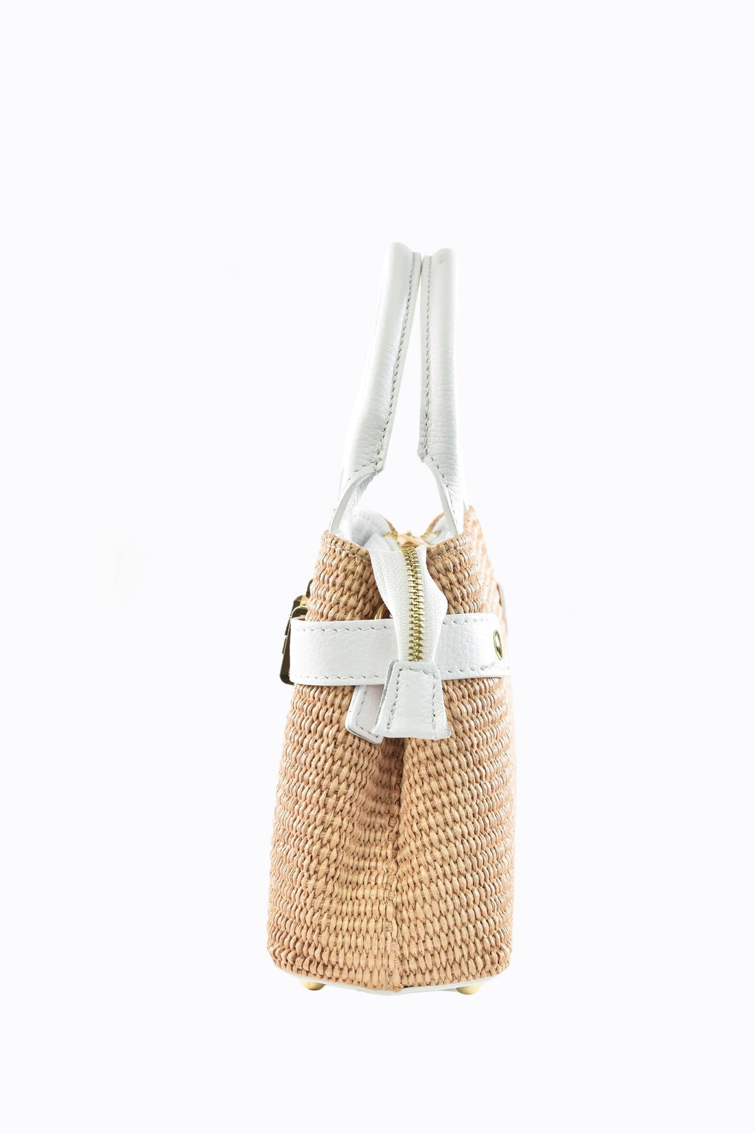 Elysia Bag in Leather and Raffia White