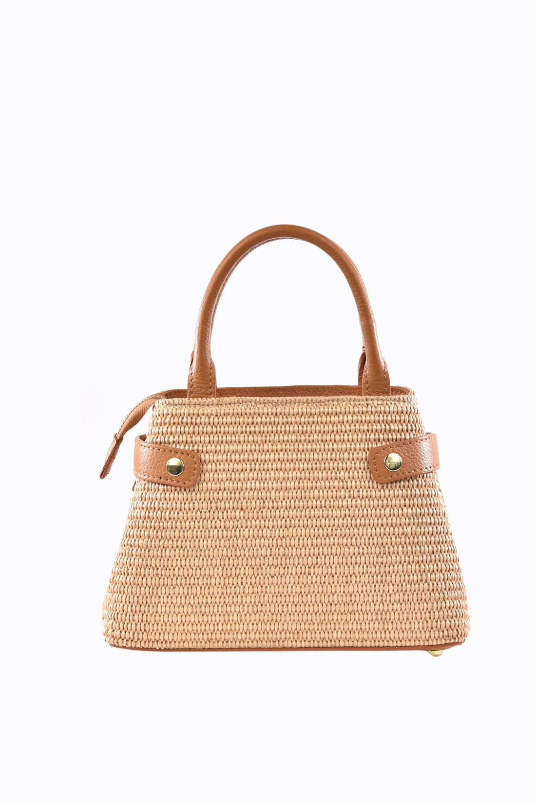 Elysia Bag in Leather and Raffia Tan