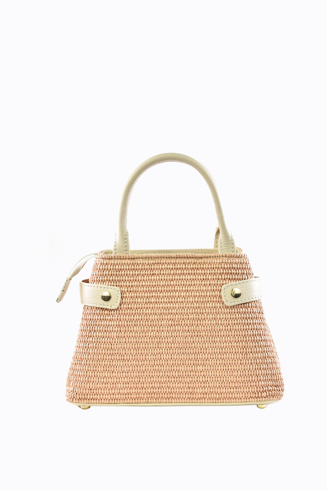 Elysia Bag in Leather and Raffia Beige