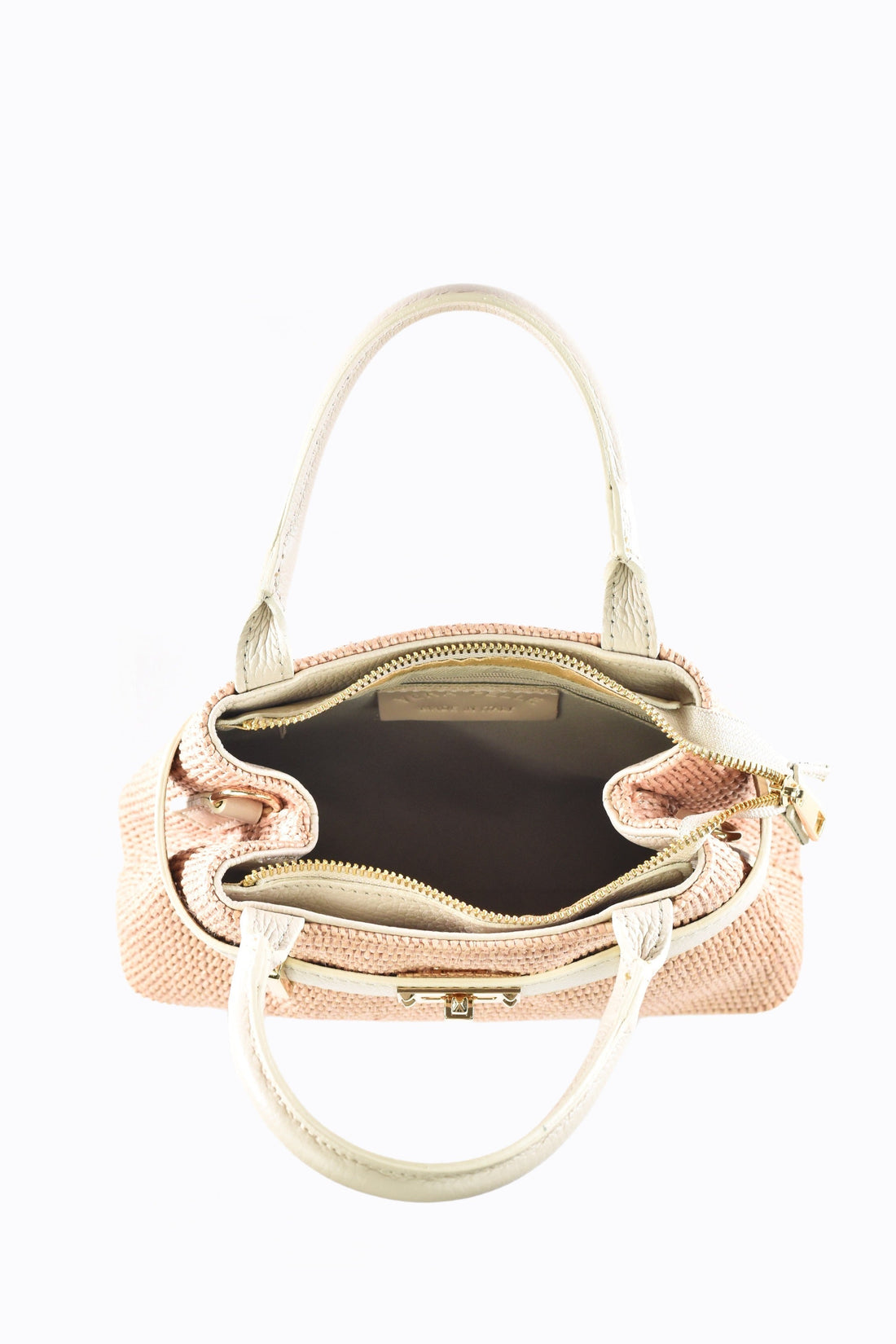 Elysia Bag in Leather and Raffia Beige