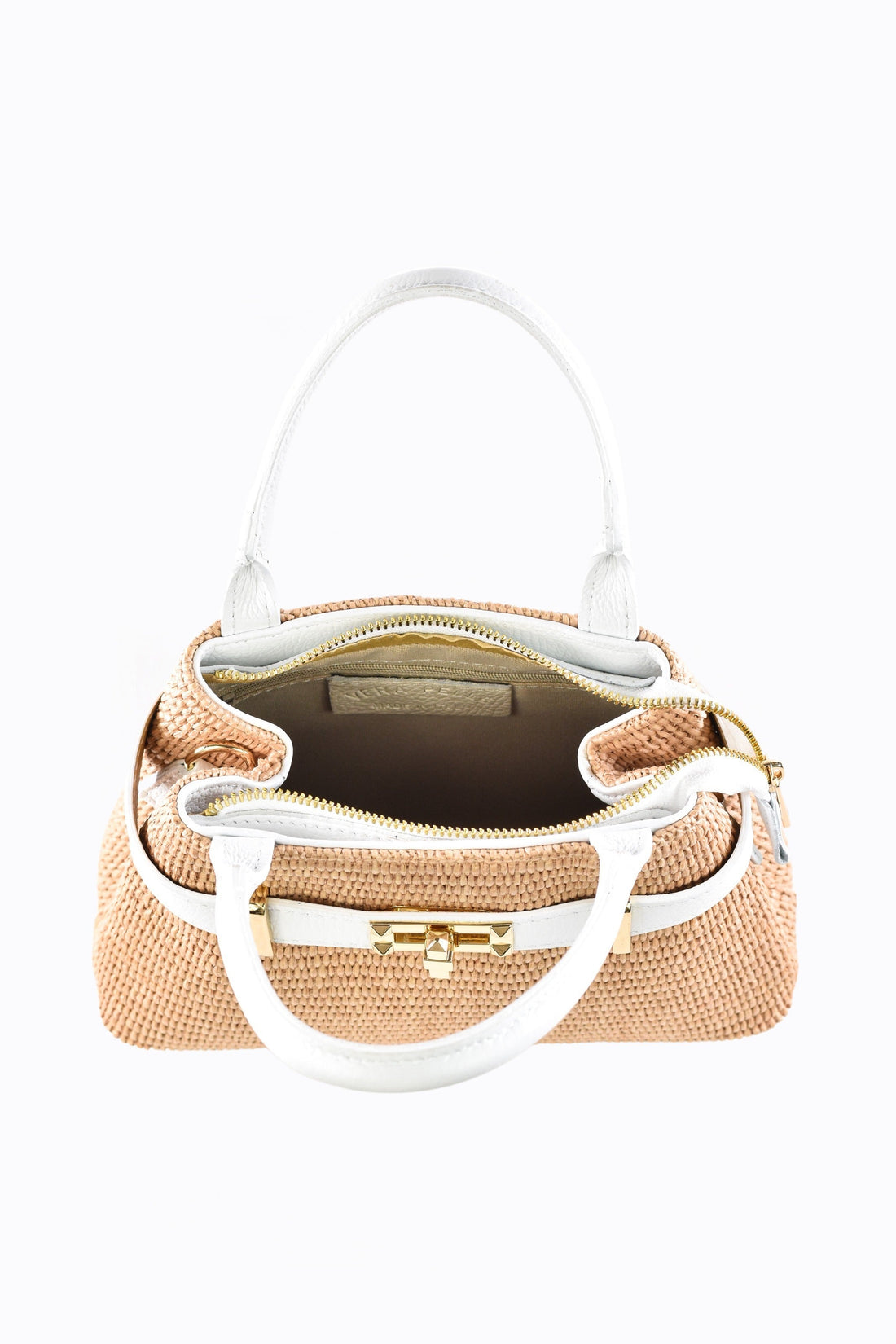 Elysia Bag in Leather and Raffia White