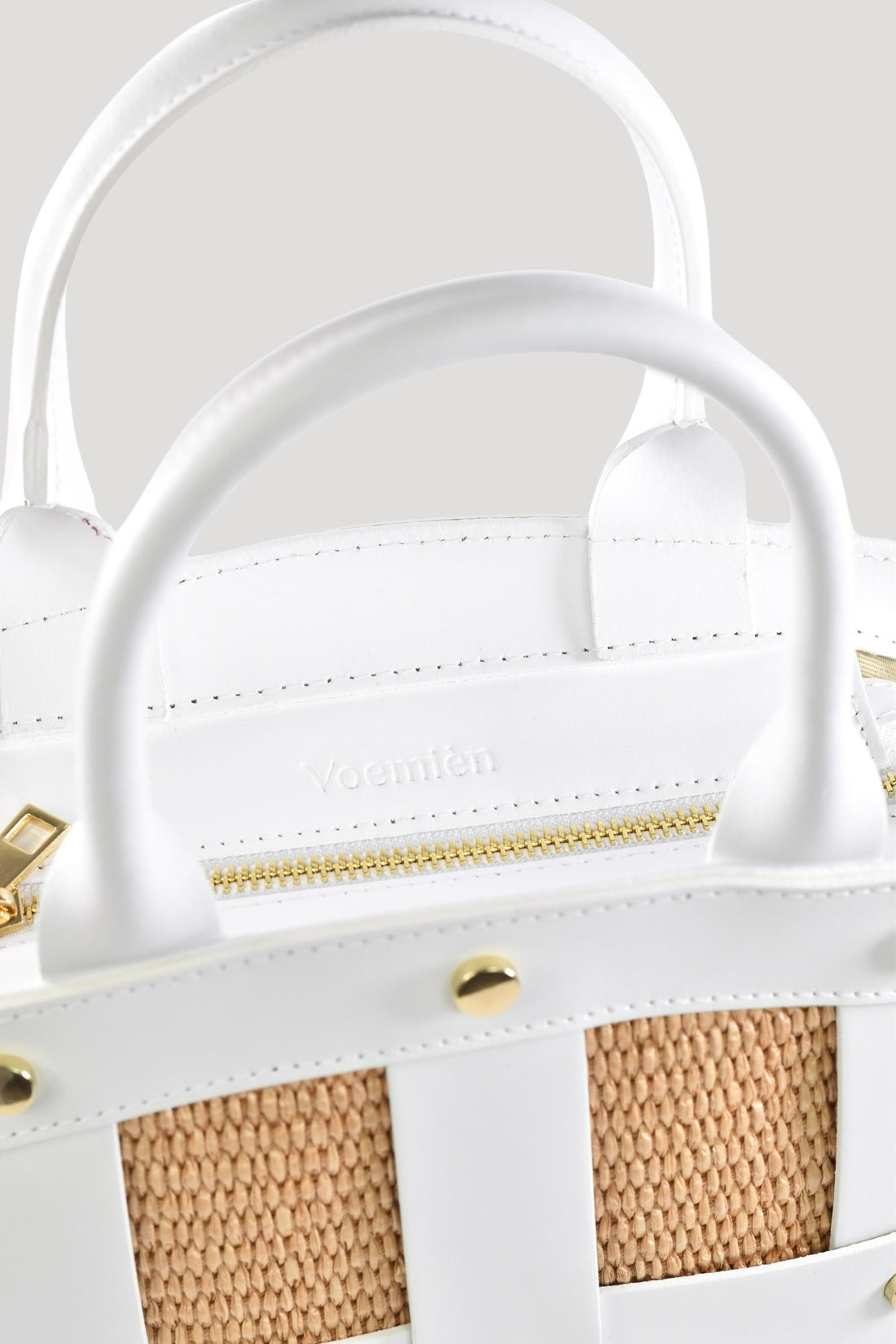 Jacqueline in Brushed Leather and Raffia White