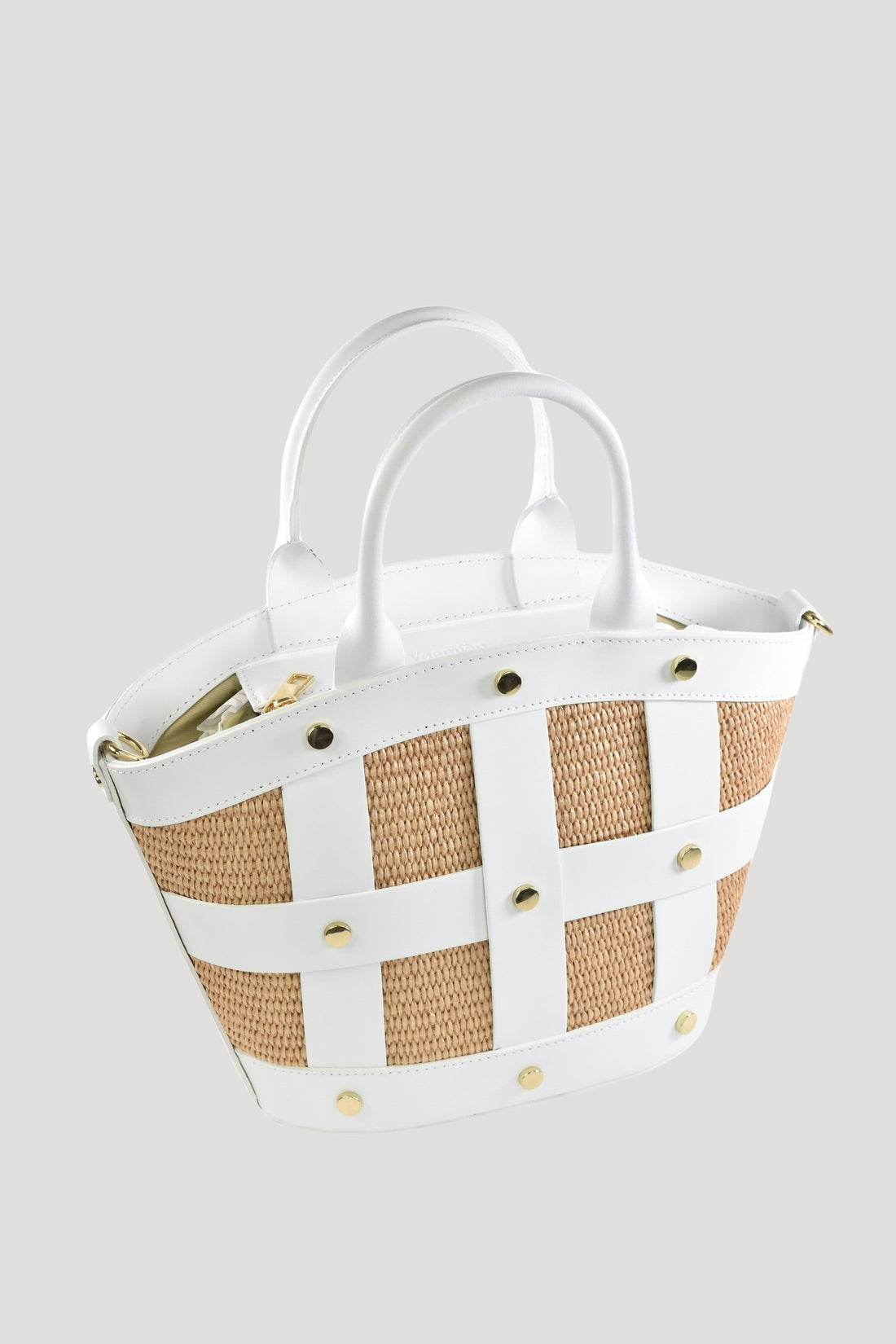 Jacqueline in Brushed Leather and Raffia White