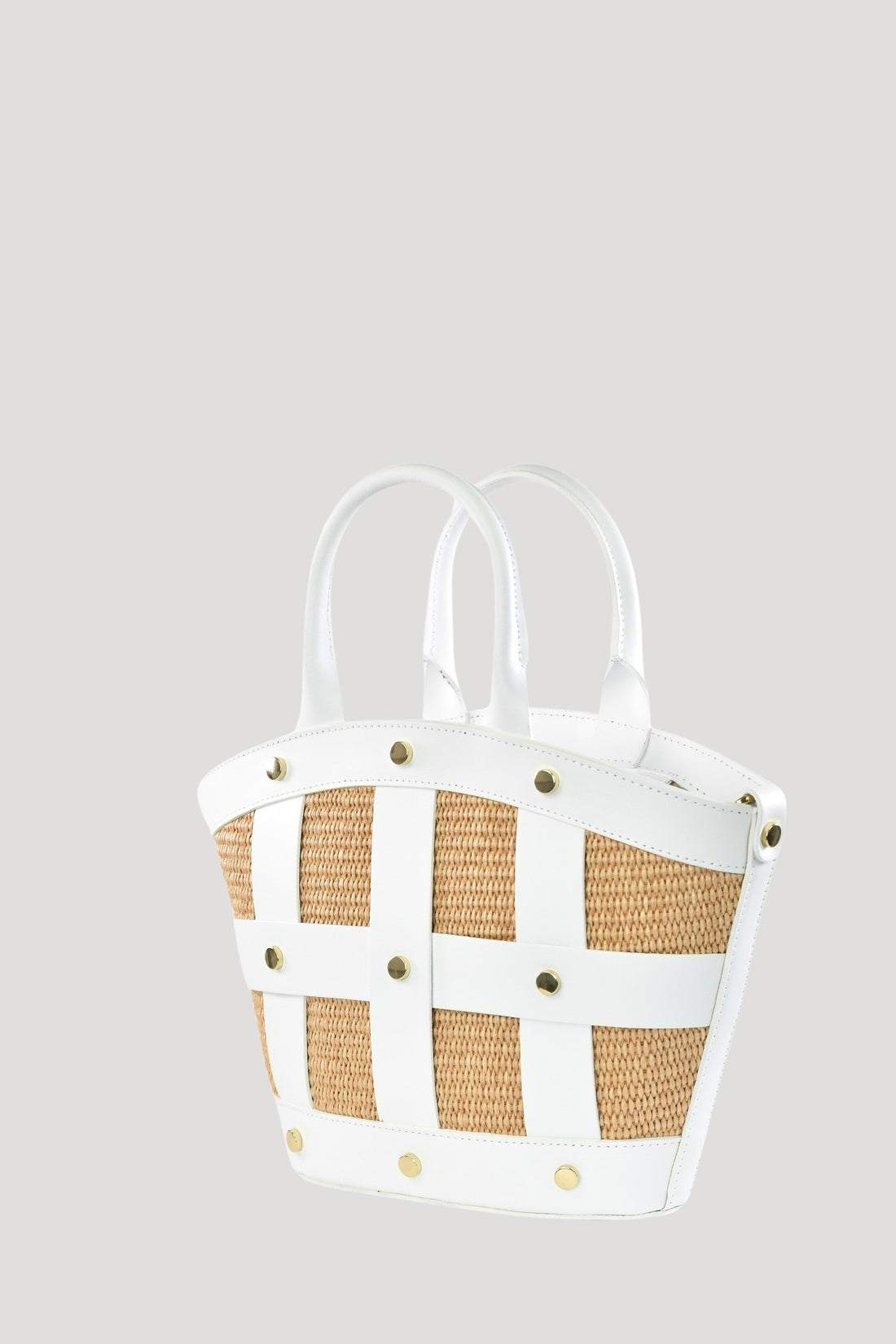 Jacqueline in Brushed Leather and Raffia White