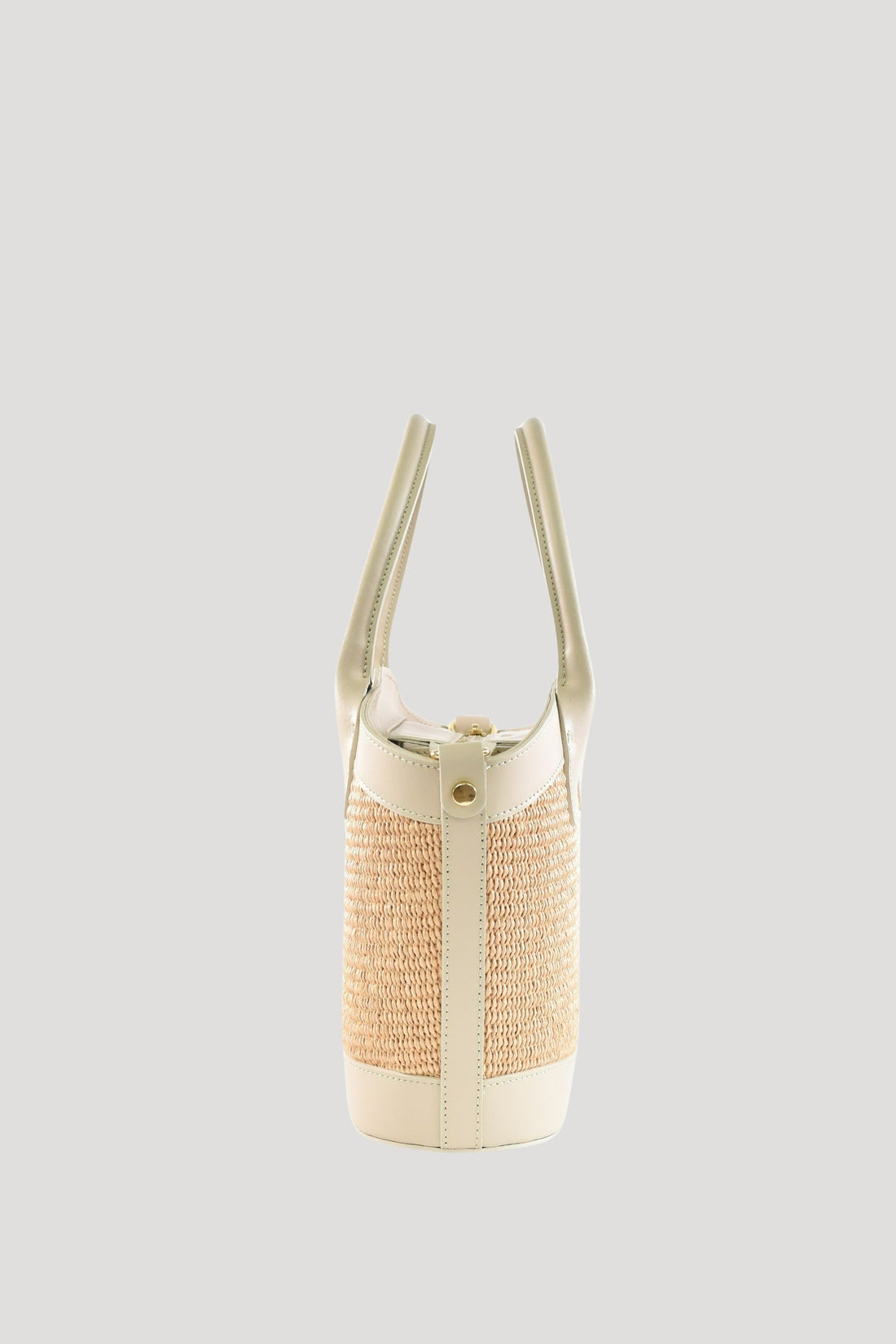 Marise Bag in Brushed Leather and Raffia Beige