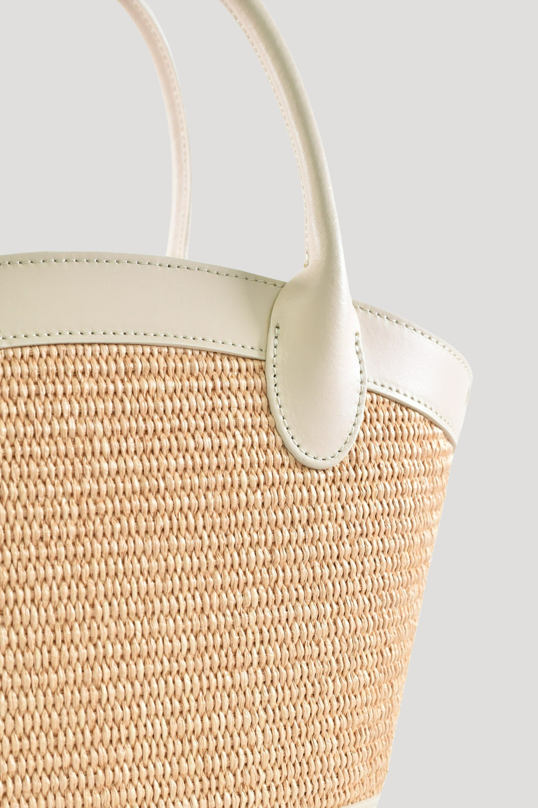 Marise Bag in Brushed Leather and Raffia Beige
