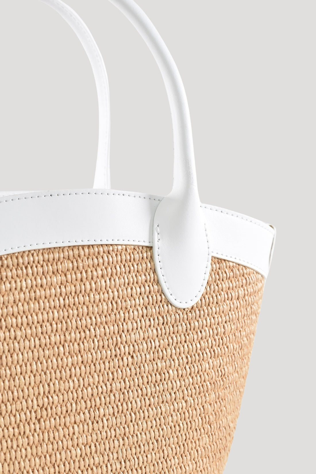 Marise Bag in Brushed Leather and Raffia White