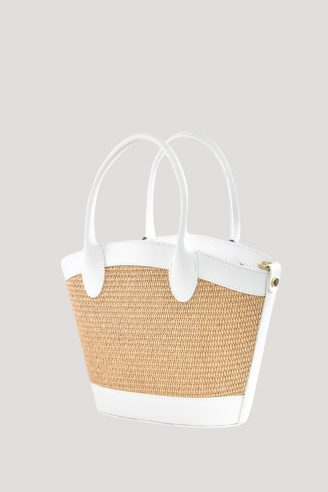 Marise Bag in Brushed Leather and Raffia White