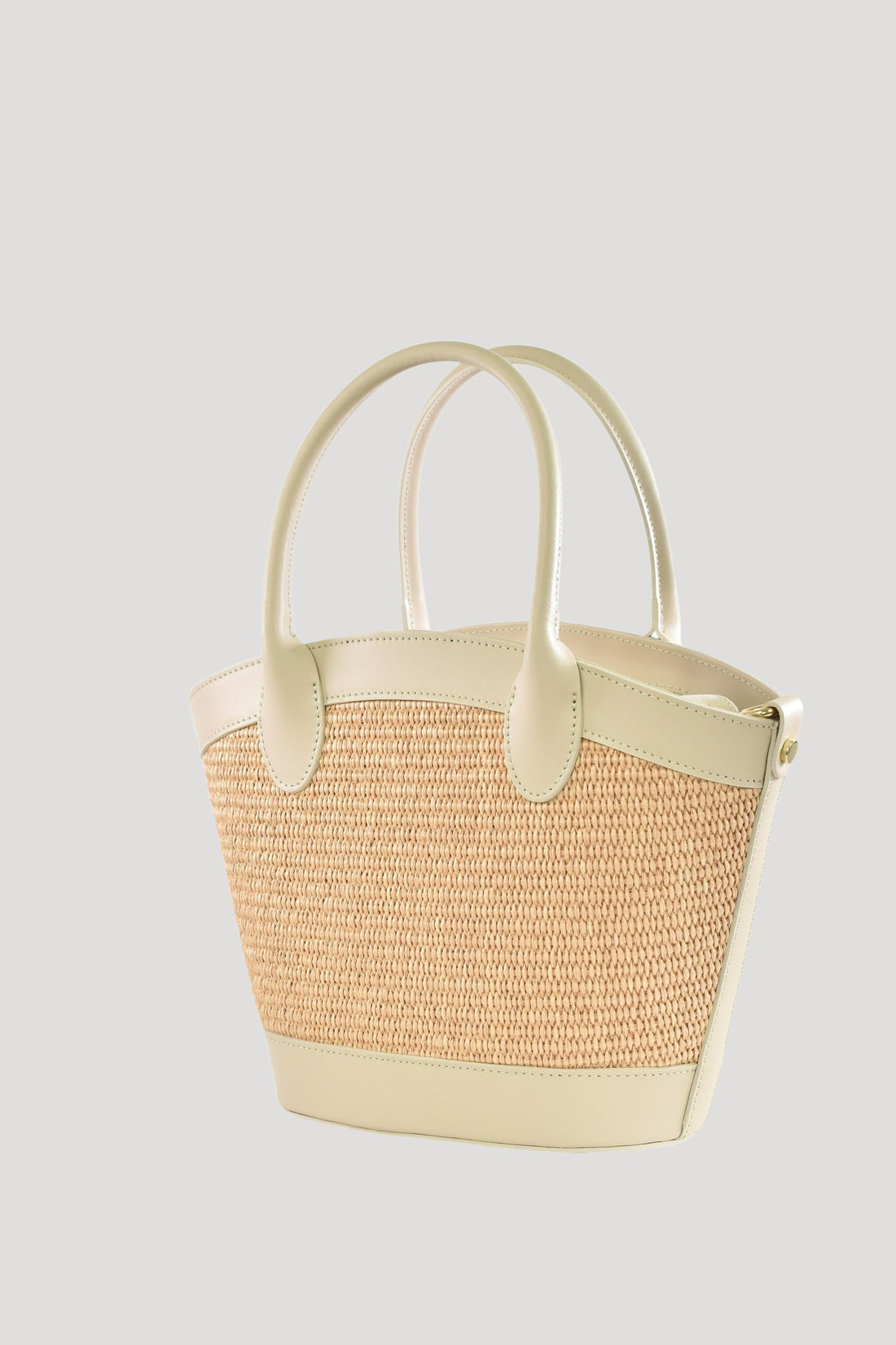 Marise Bag in Brushed Leather and Raffia Beige