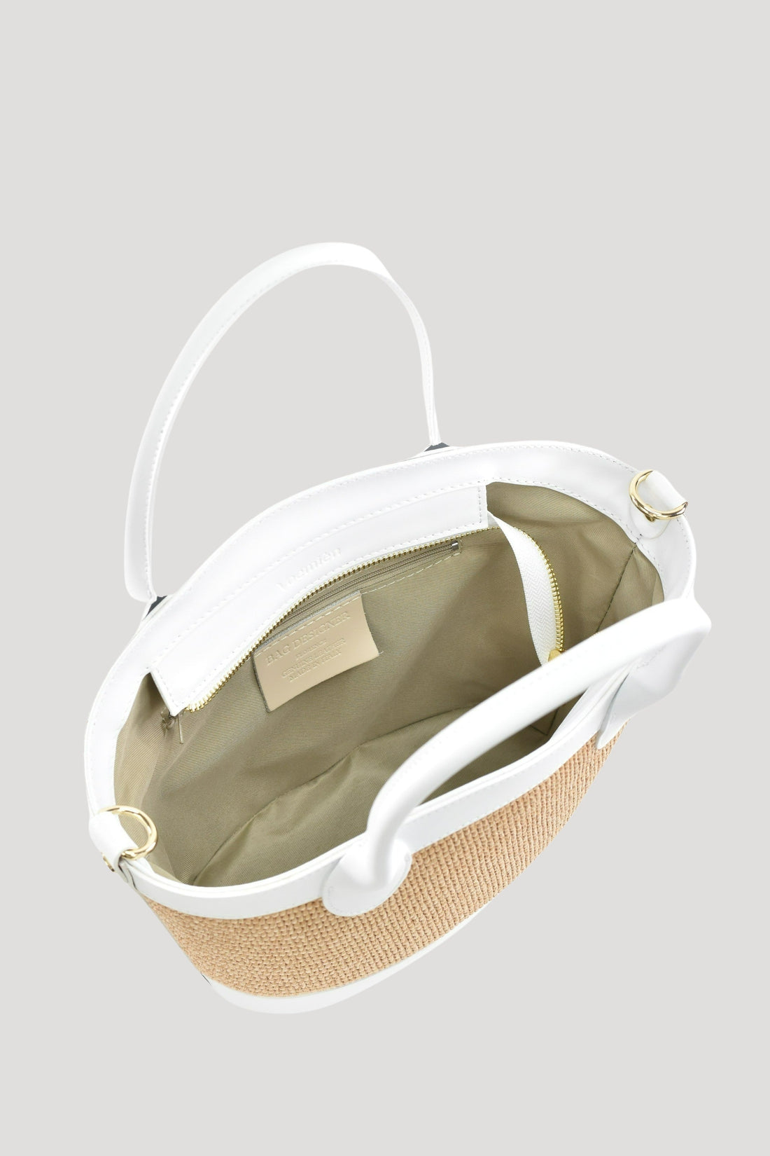 Marise Bag in Brushed Leather and Raffia White