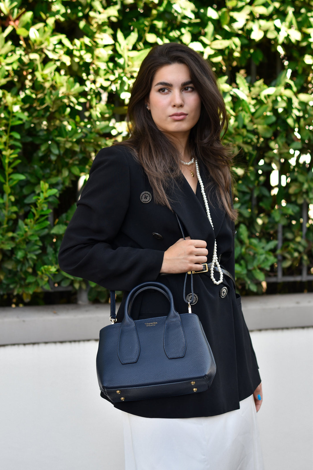 Seraphina Bag in Navy Blue Dollar Leather