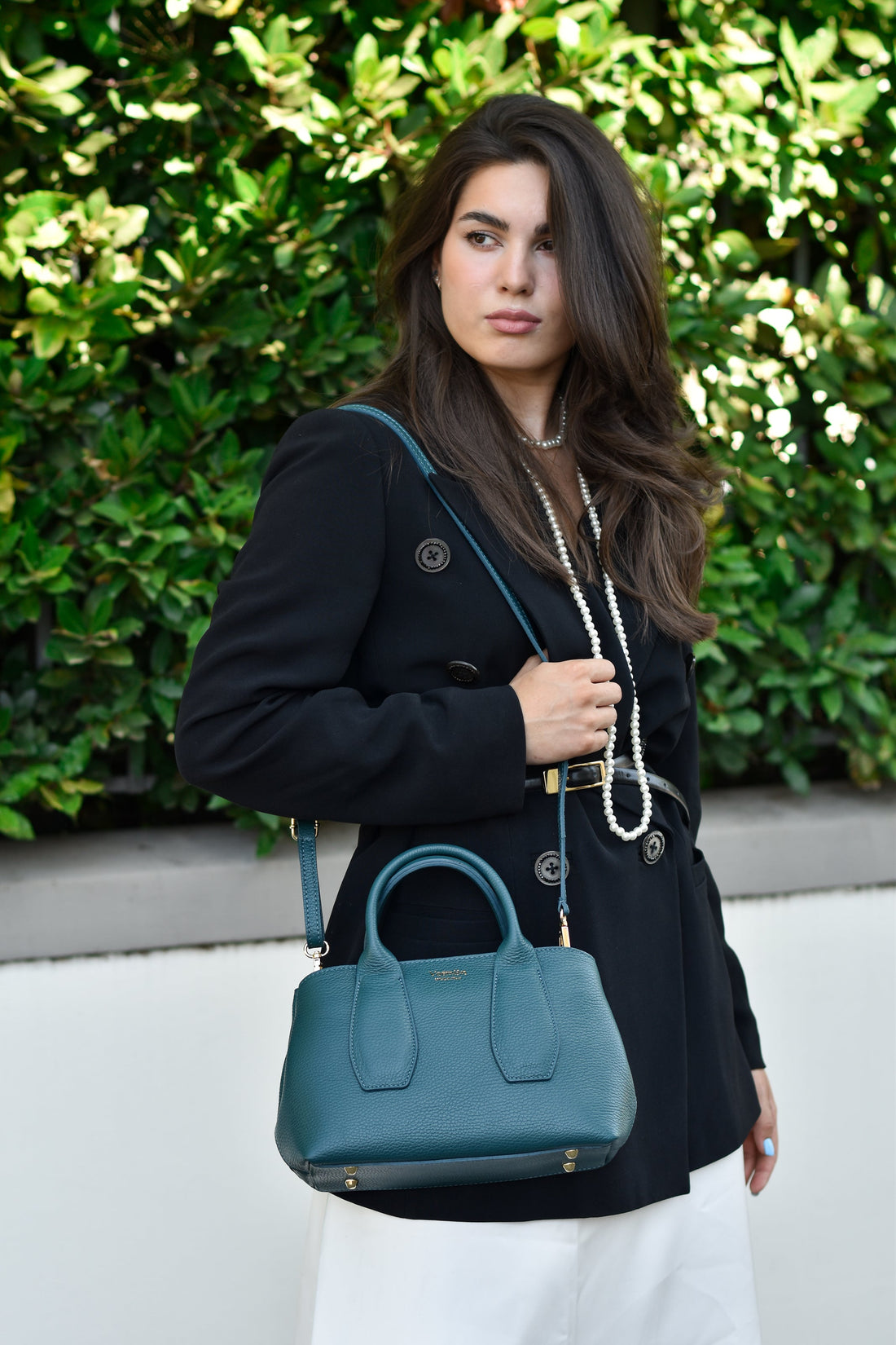 Seraphina Bag in Teal Dollar Leather