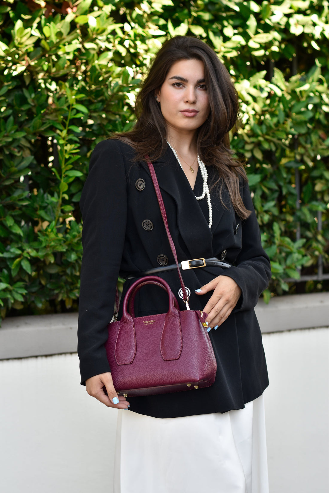 Seraphina Bag in Burgundy Dollar Leather