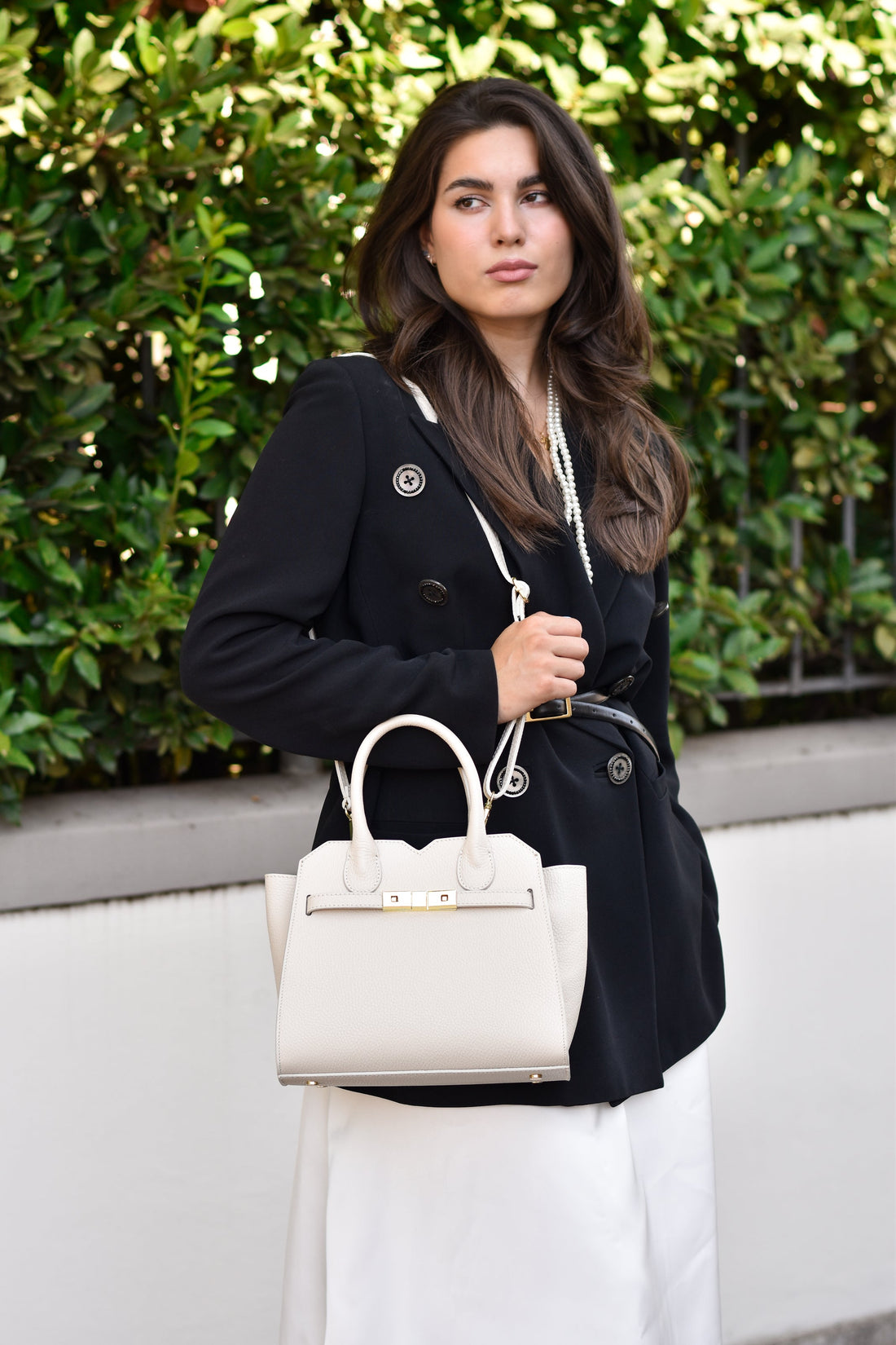 Meredith Bag in Beige Togo Leather