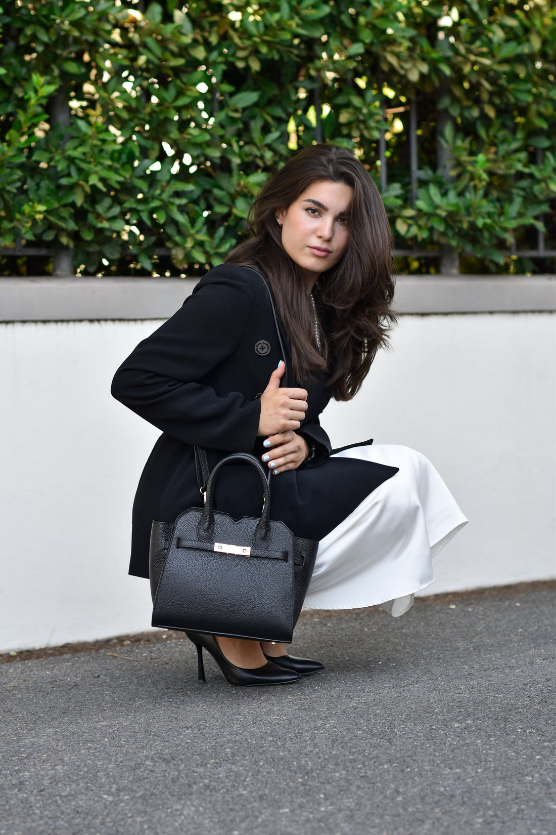Meredith Bag in Black Togo Leather