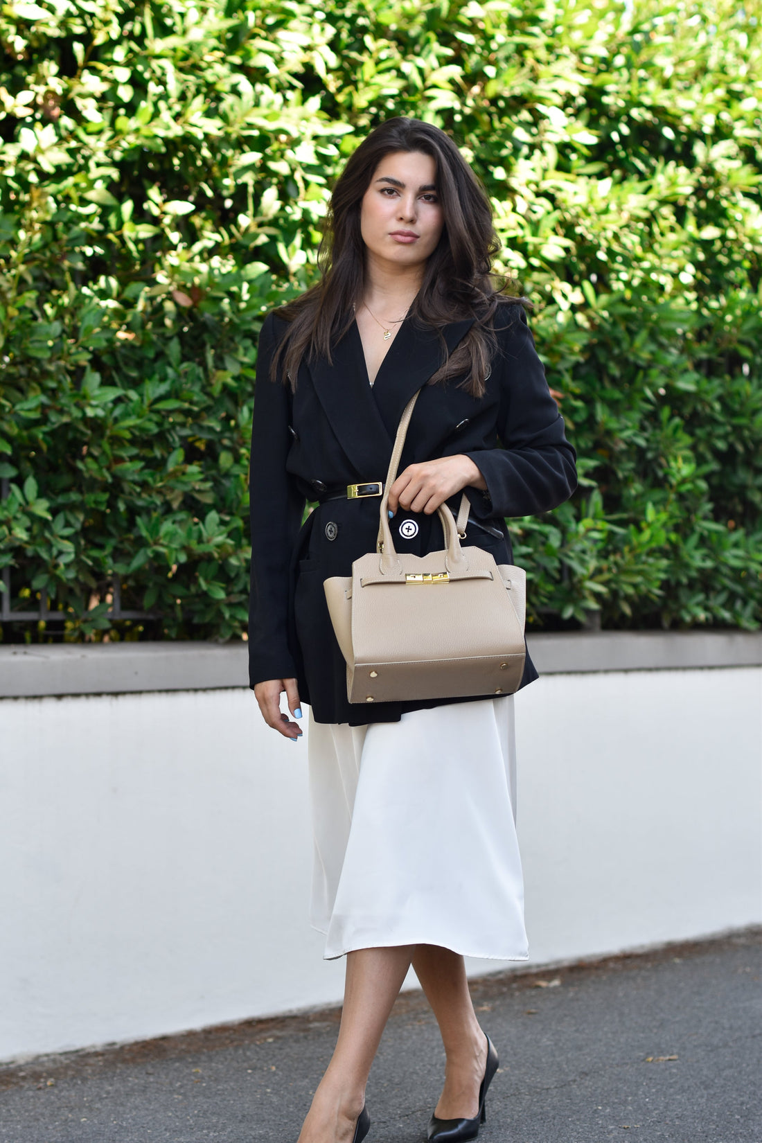Meredith Bag in Light Taupe Togo Leather