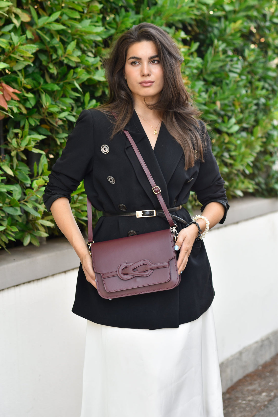 Josephine Bag in Brushed Bordeaux Leather