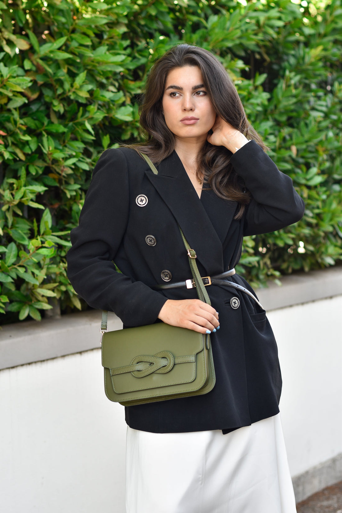 Josephine Bag in Brushed Military Green Leather