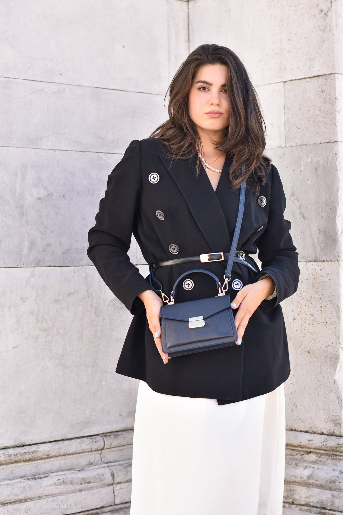Reina Bag in Navy Blue Dollar Leather