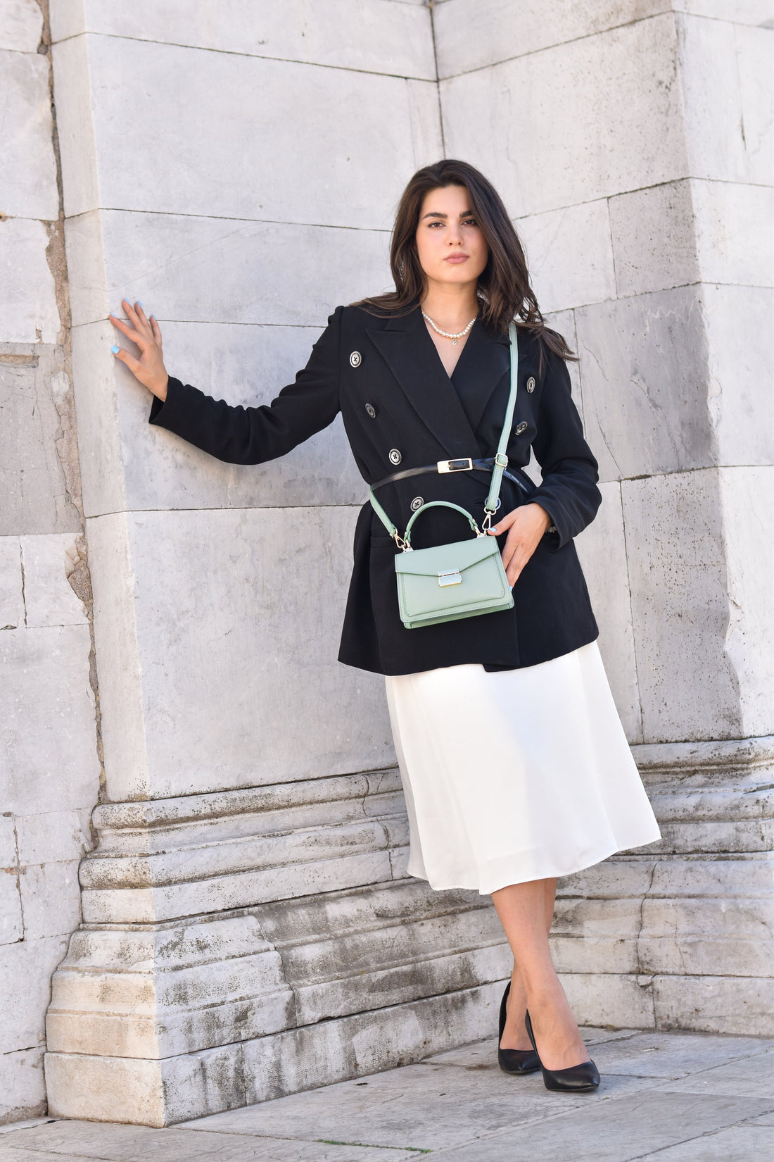 Reina Bag in Mint Green Dollar Leather