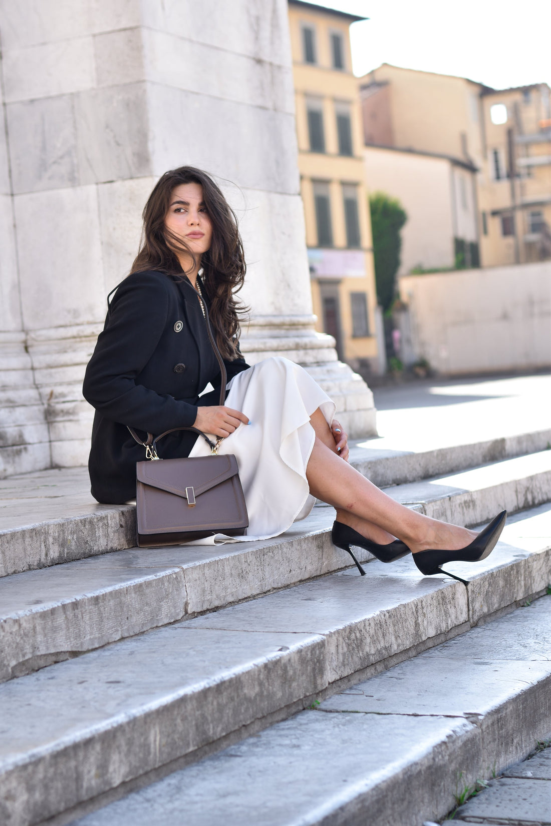 Adelaide Bag in Taupe Saffiano Leather