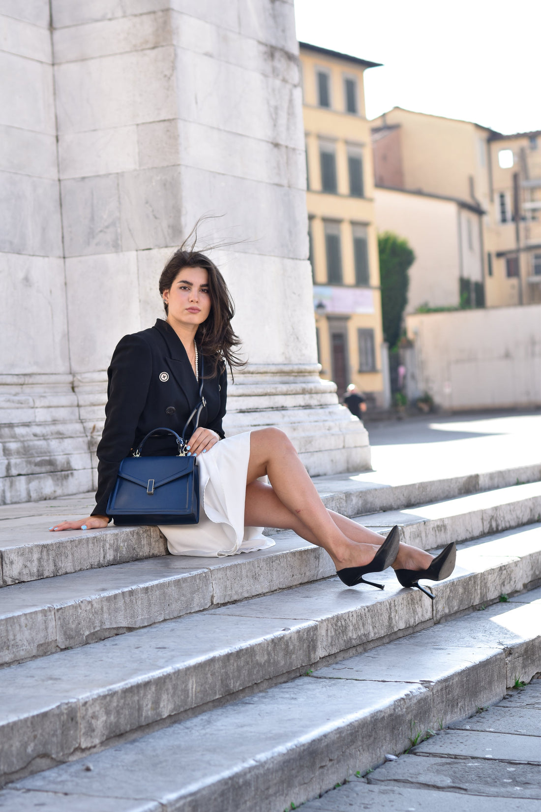 Adelaide Bag in Navy Blue Saffiano Leather