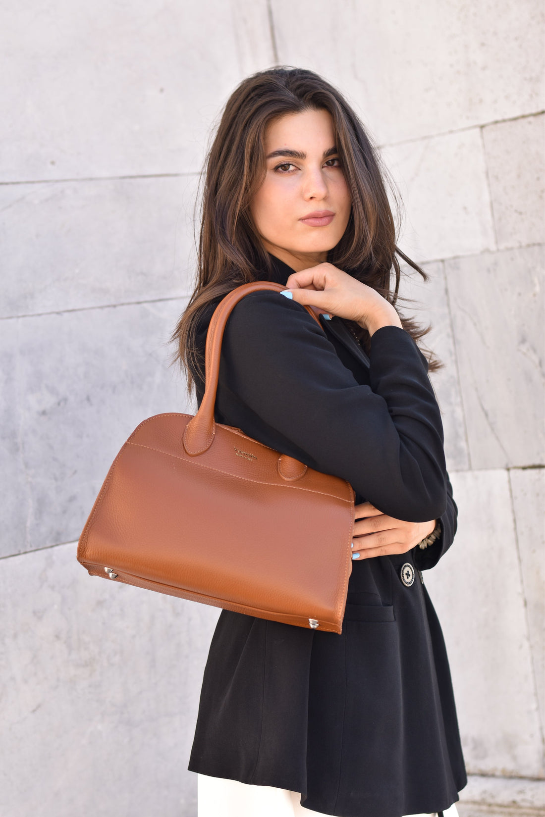 Genevieve Bag in Tan Dollar Leather