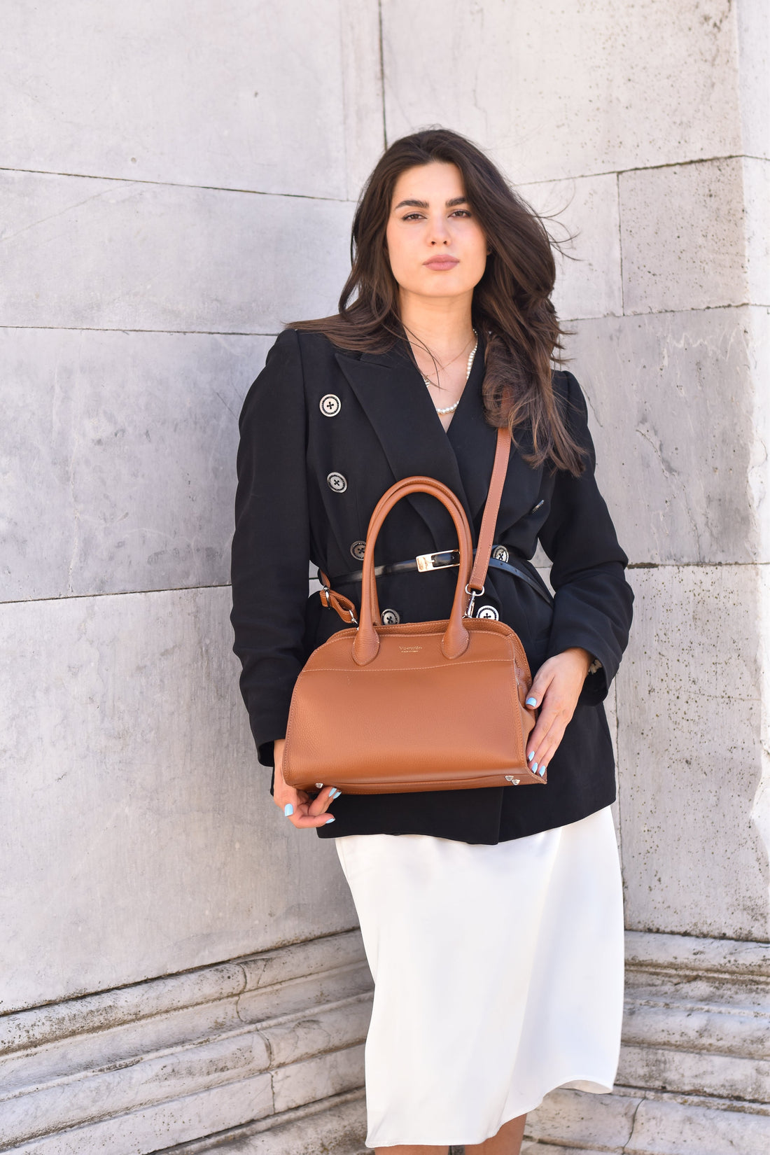 Genevieve Bag in Tan Dollar Leather