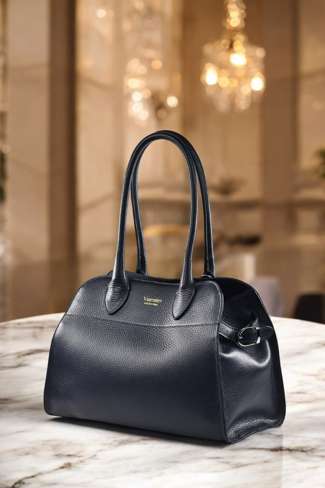 Genevieve Bag in Navy Blue Dollar Leather