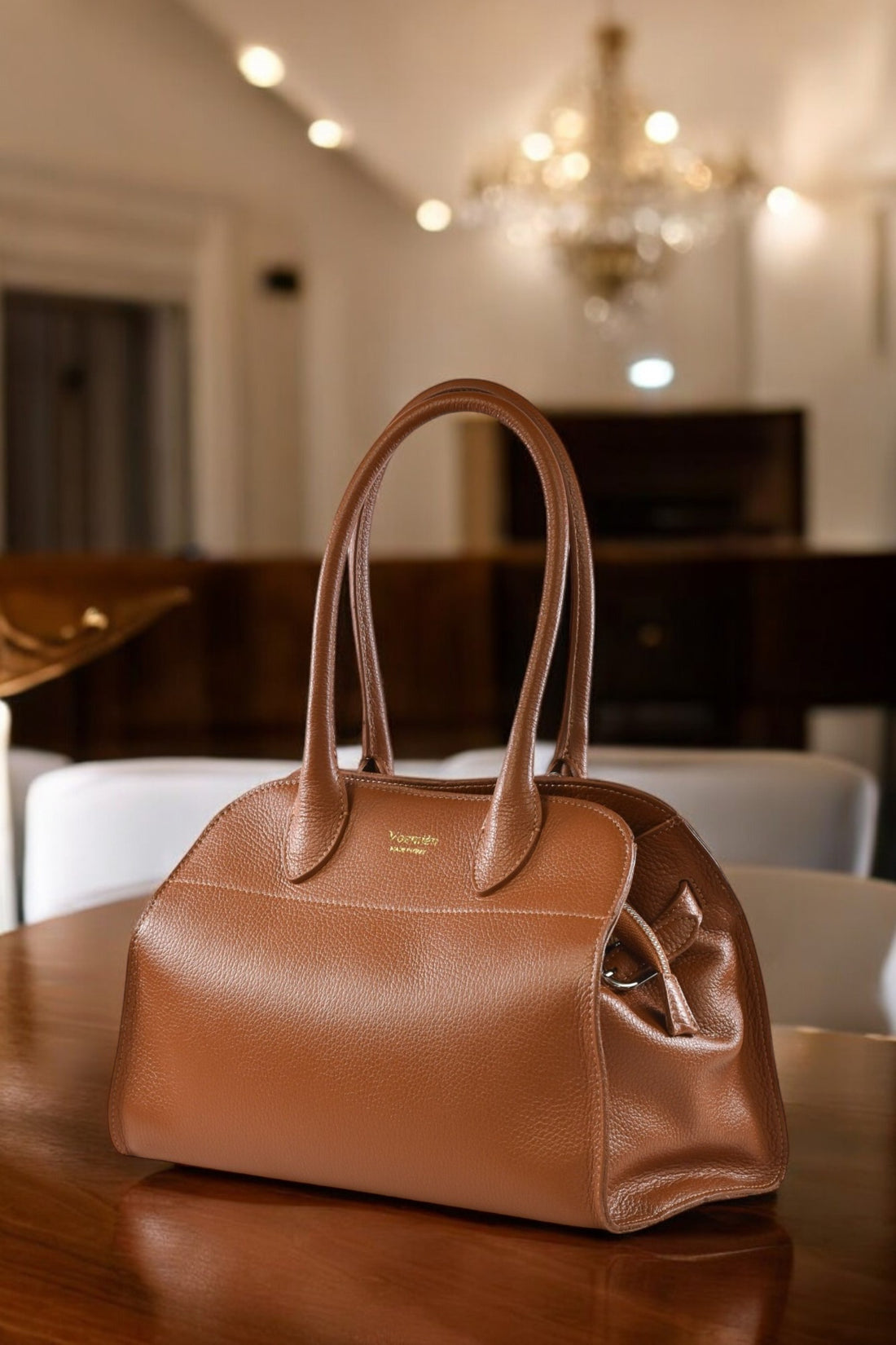 Genevieve Bag in Tan Dollar Leather