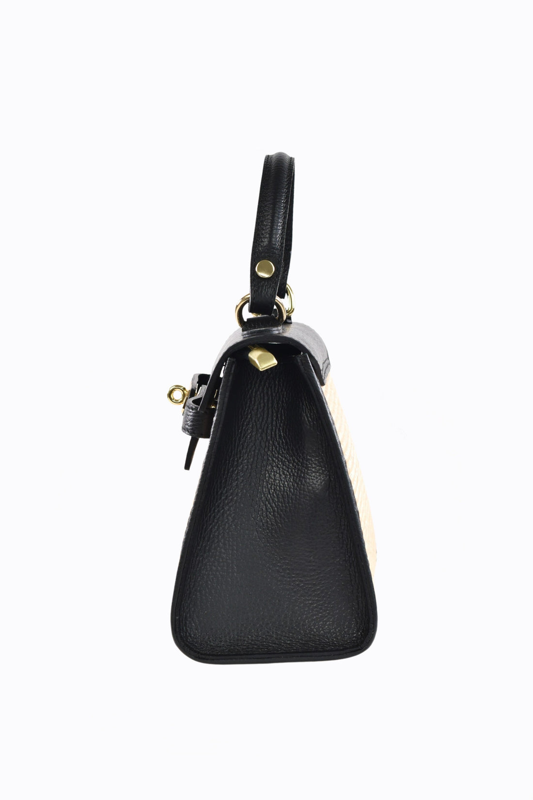Freydis Bag in Dollar Leather and Raffia Black