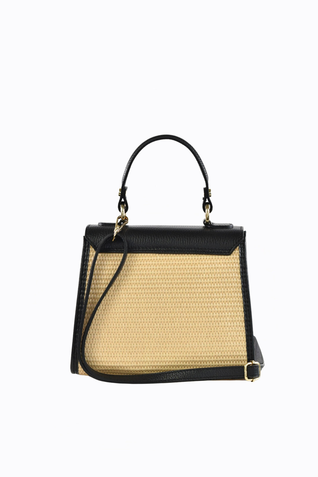 Freydis Bag in Dollar Leather and Raffia Black